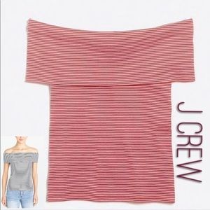 J. CREW  off shoulder stripe top orange stripe with stretch size XL